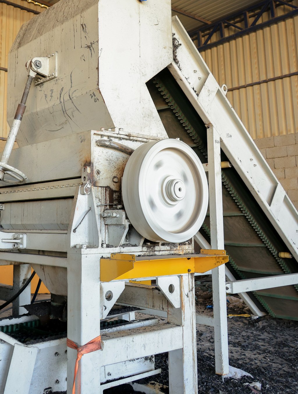 Granulator and connected equipment on Bedrock's tyre recycling line